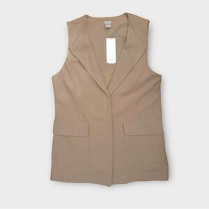 Chicos Black Label sleeveless long vest NWT beige sz 2 (US 12) career wear chic